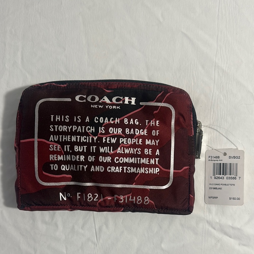 Coach Men's Dark Red Toiletry Bag